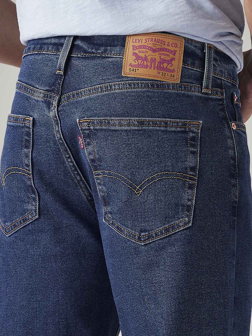 Men's 541 Blue Athletic Tapered Fit Mid Rise Jeans