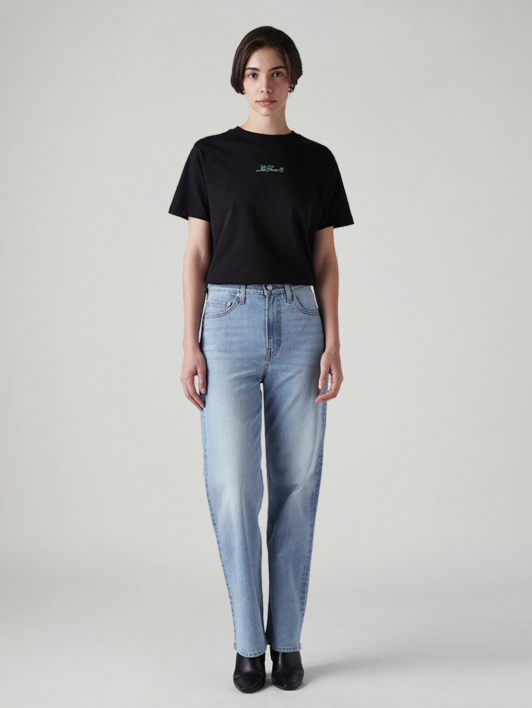 Women's Light Indigo Ribcage Straight Fit High Rise Jeans