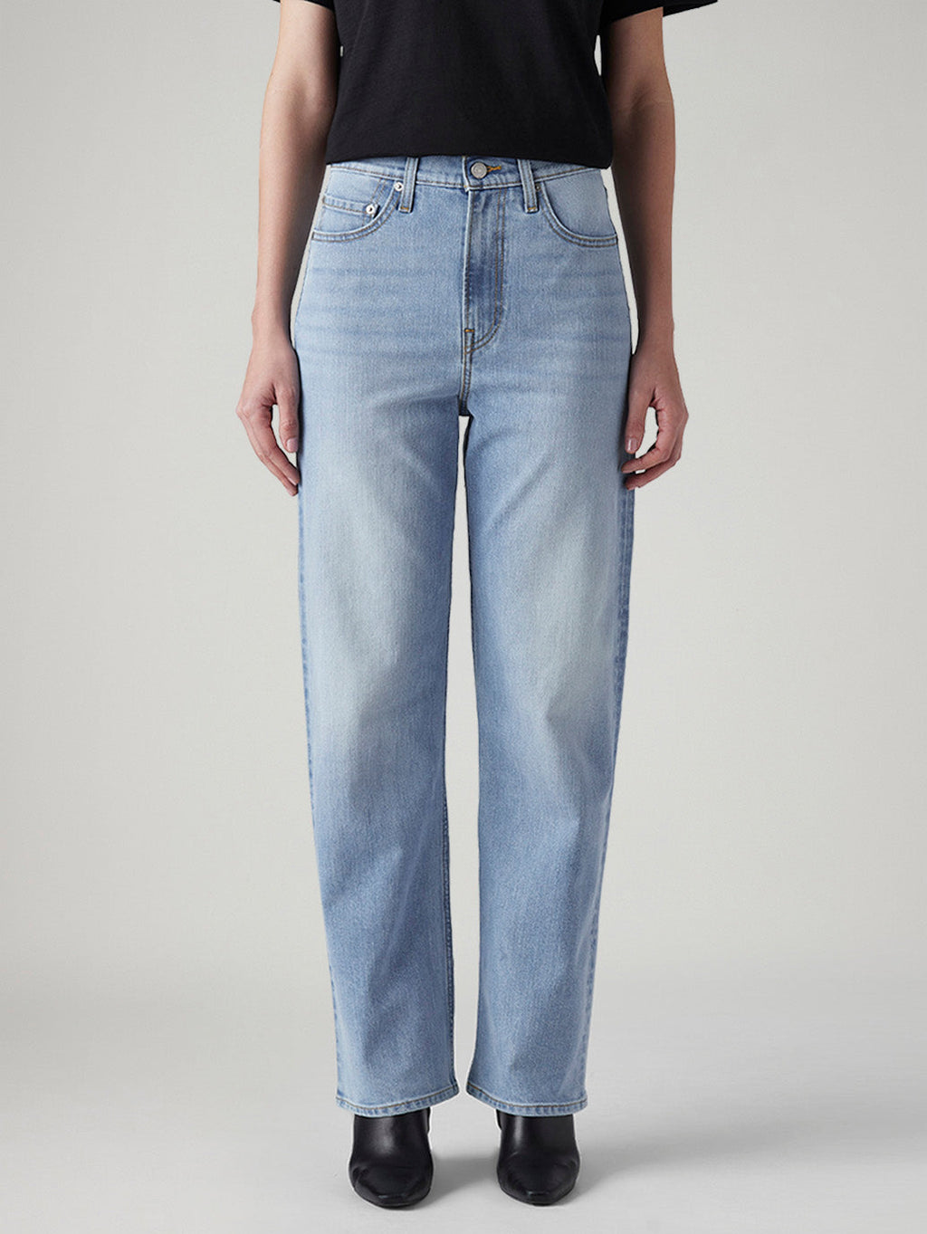 Women's Light Indigo Ribcage Straight Fit High Rise Jeans