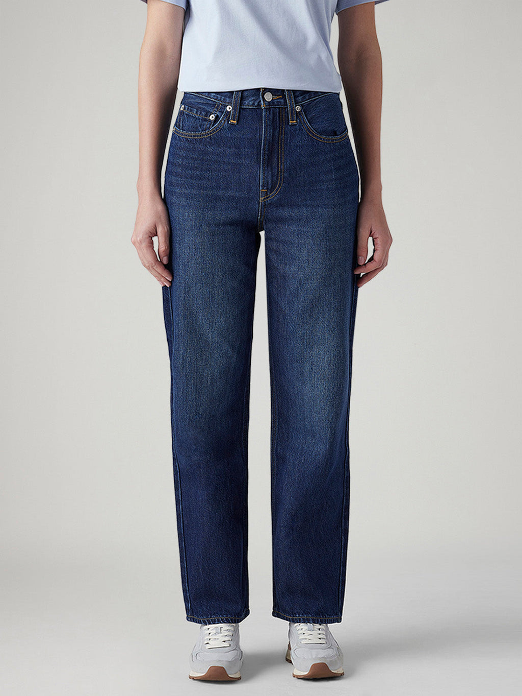 Women's Dark Indigo Ribcage Straight Fit High Rise Jeans