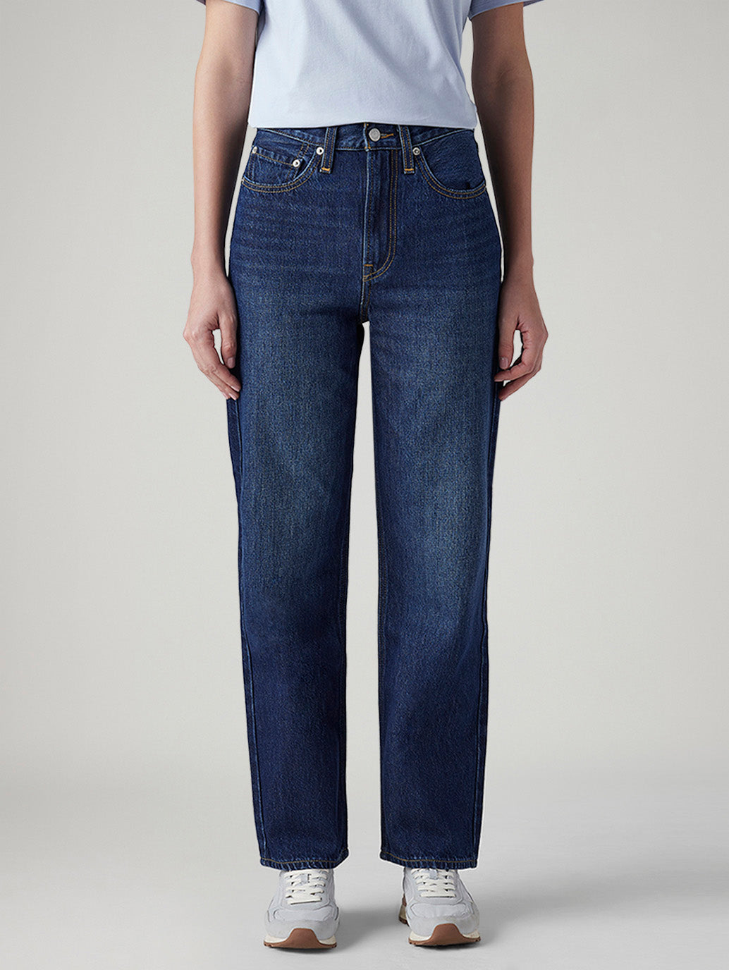 Women's Dark Indigo Ribcage Straight Fit High Rise Jeans
