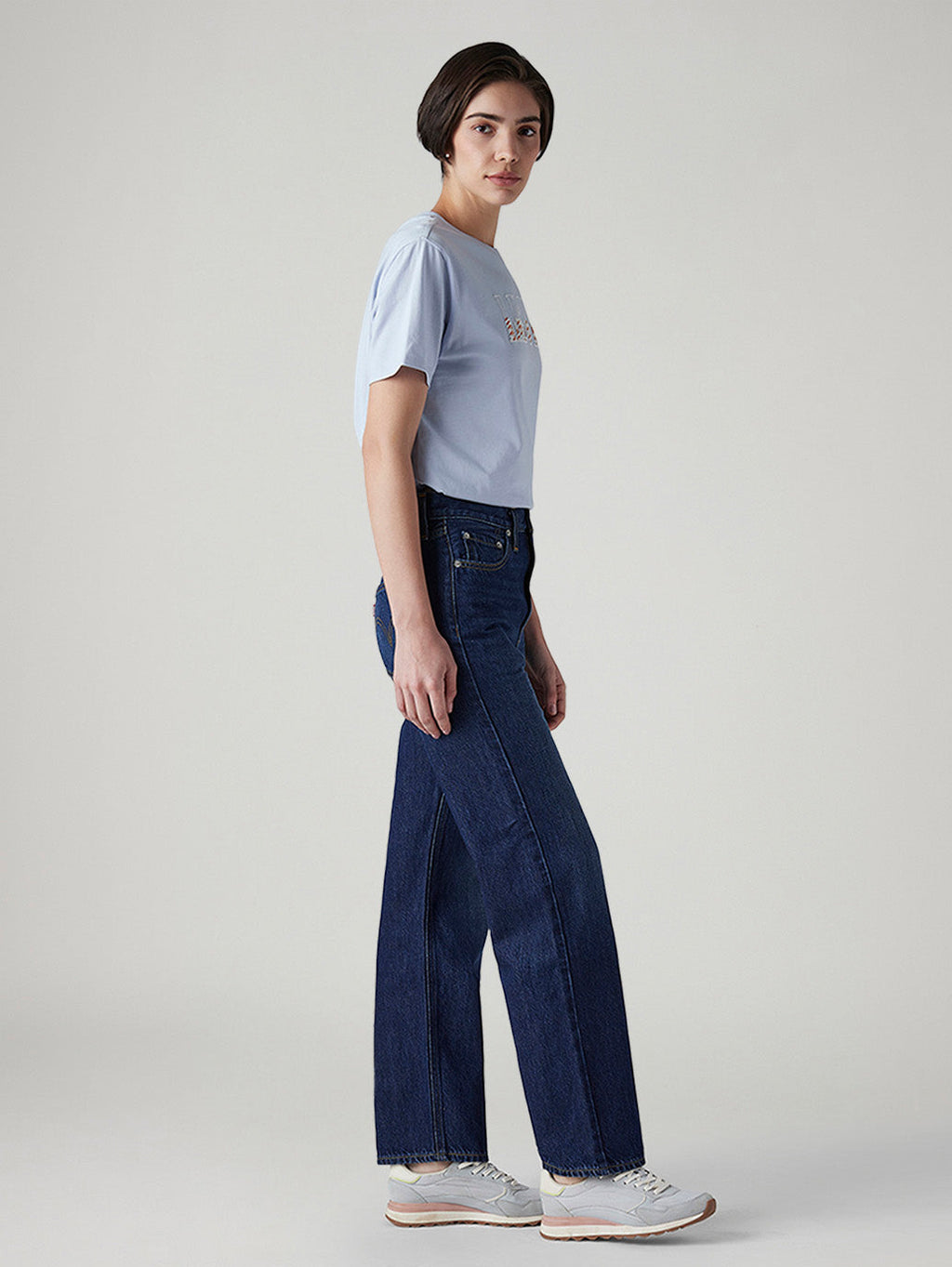Women's Dark Indigo Ribcage Straight Fit High Rise Jeans