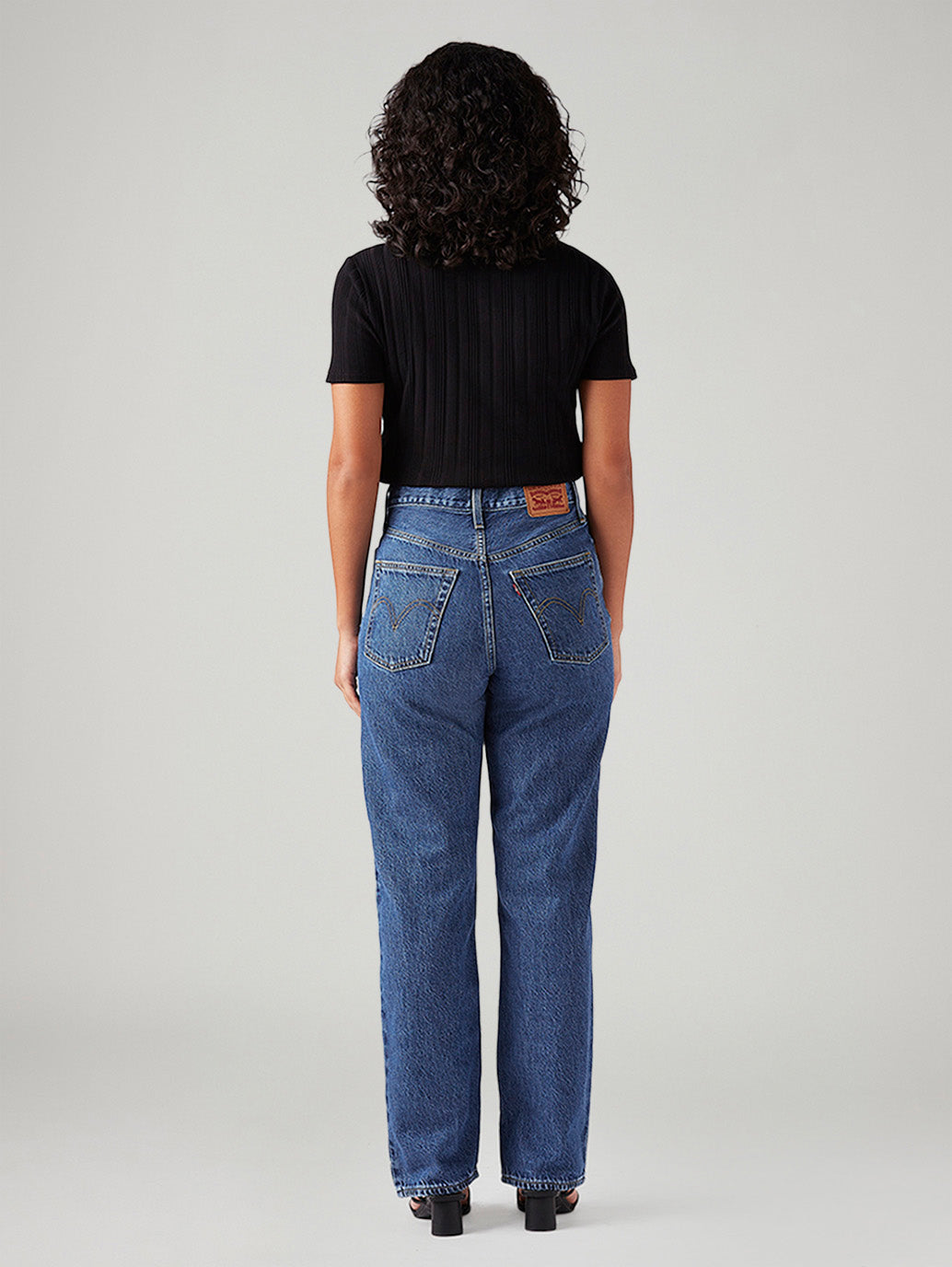 Women's Blue Ribcage Straight Fit High Rise Jeans