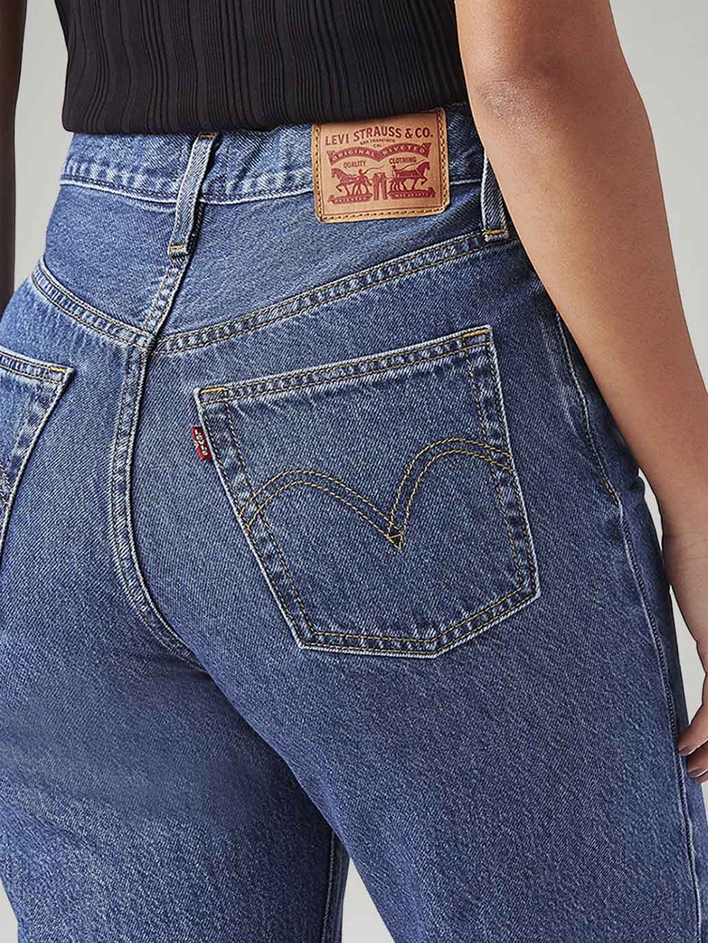 Women's Blue Ribcage Straight Fit High Rise Jeans