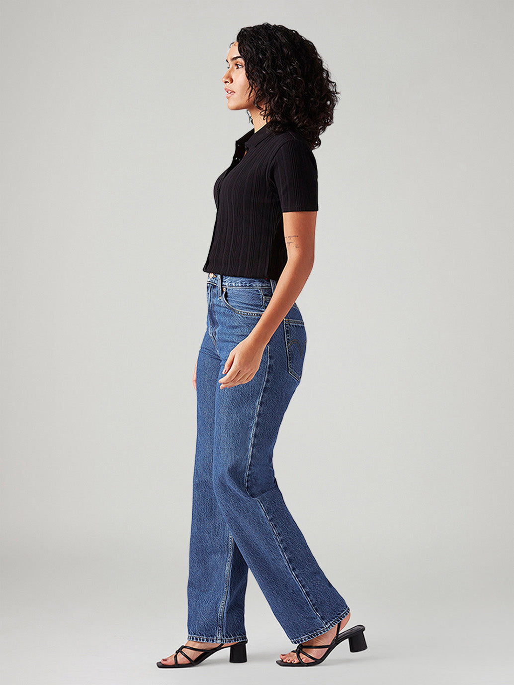 Women's Blue Ribcage Straight Fit High Rise Jeans