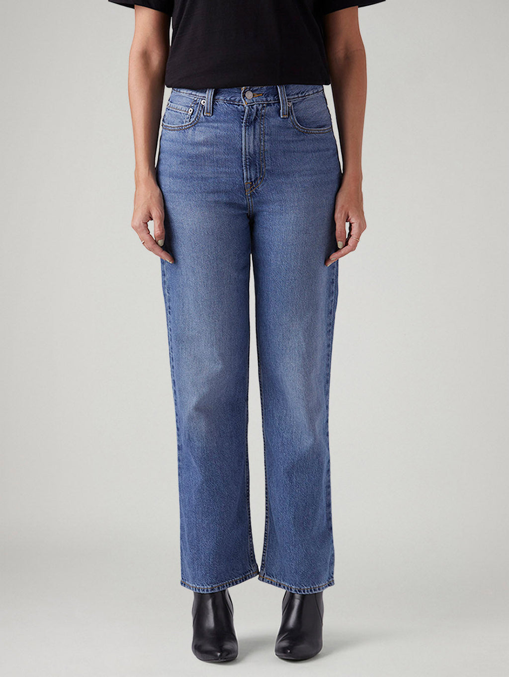 Women's Blue Ribcage Straight Fit High Rise Jeans