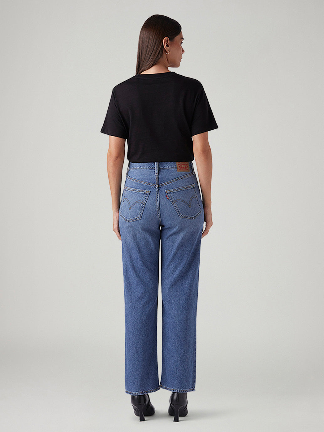 Women's Blue Ribcage Straight Fit High Rise Jeans