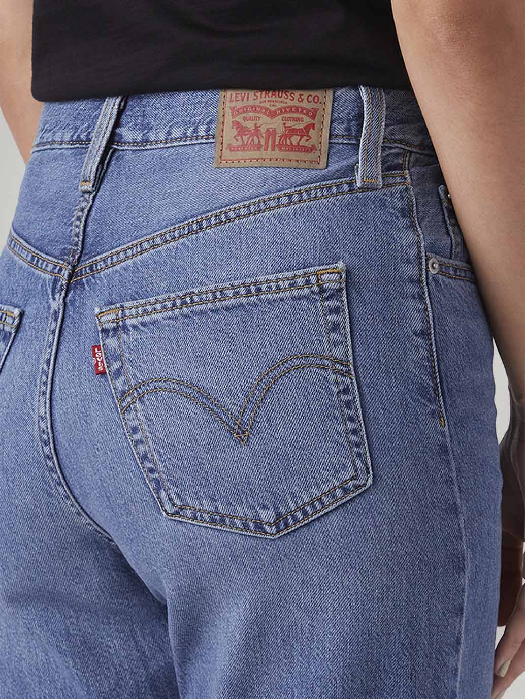 Women's Blue Ribcage Straight Fit High Rise Jeans