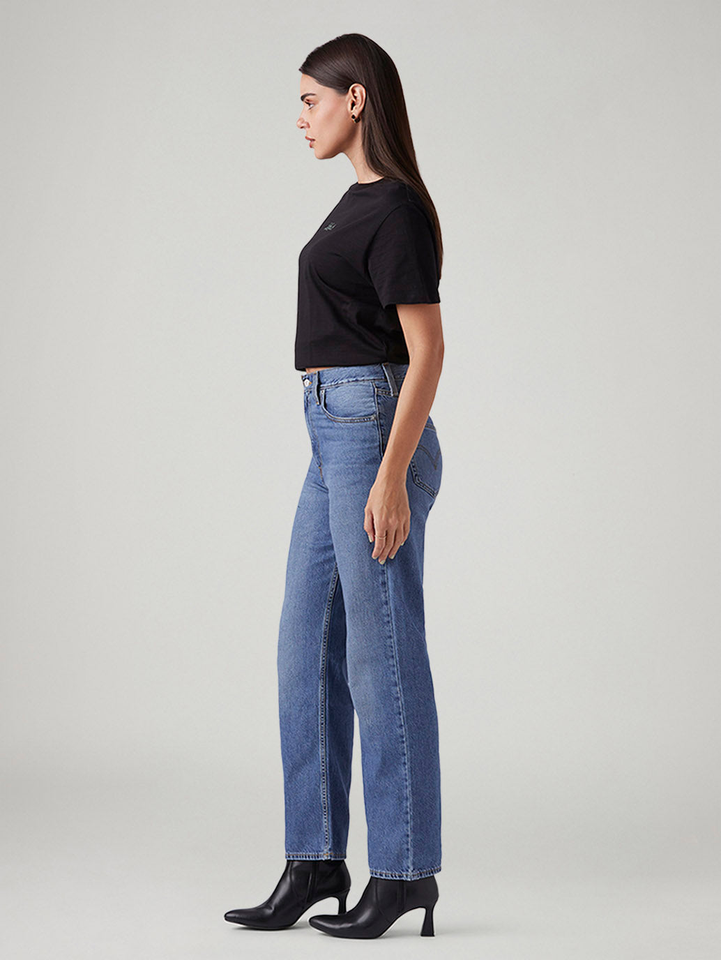 Women's Blue Ribcage Straight Fit High Rise Jeans