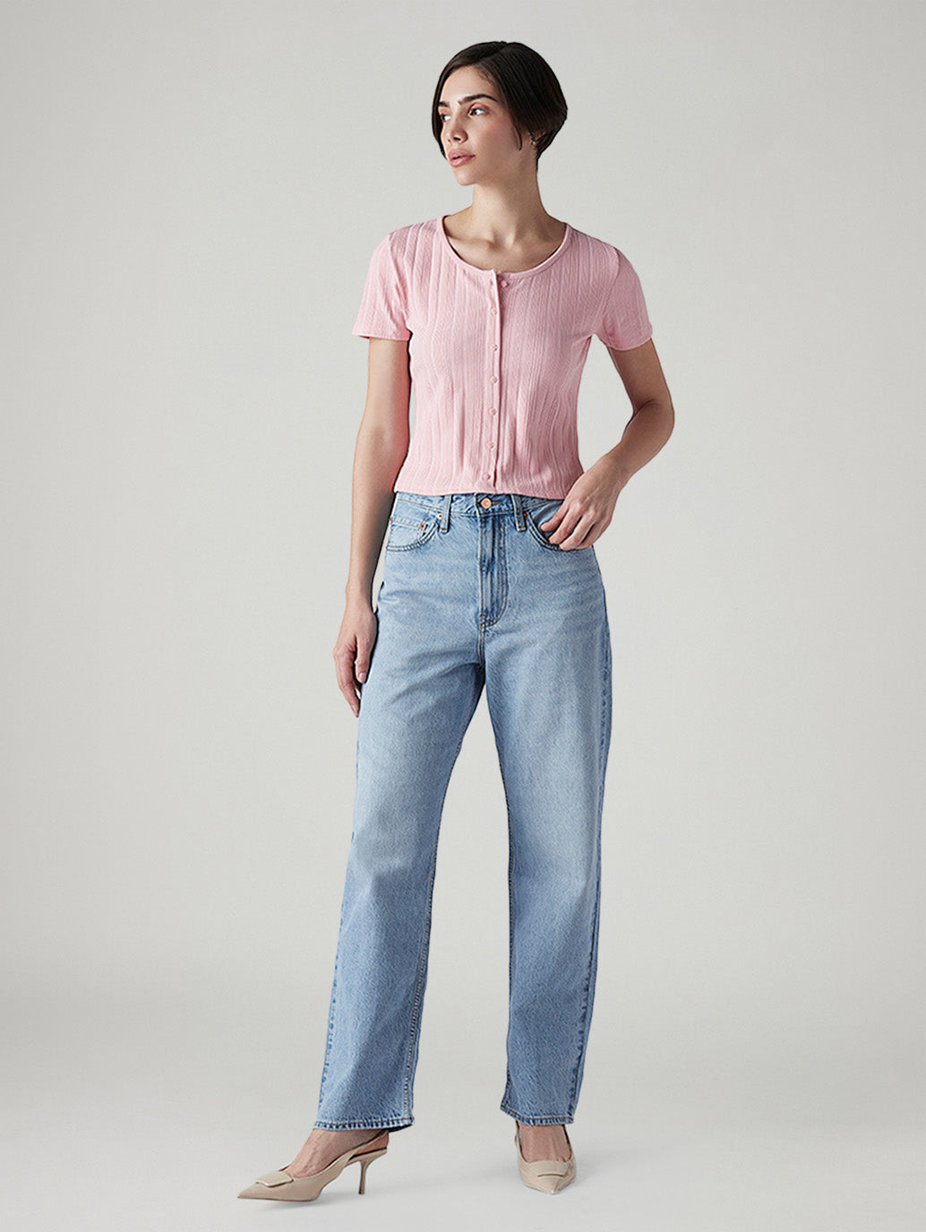 Women's Light Indigo Ribcage Straight Fit High Rise Jeans