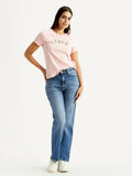 Women's Ribcage Straight Fit Med Indigo High Rise Jeans