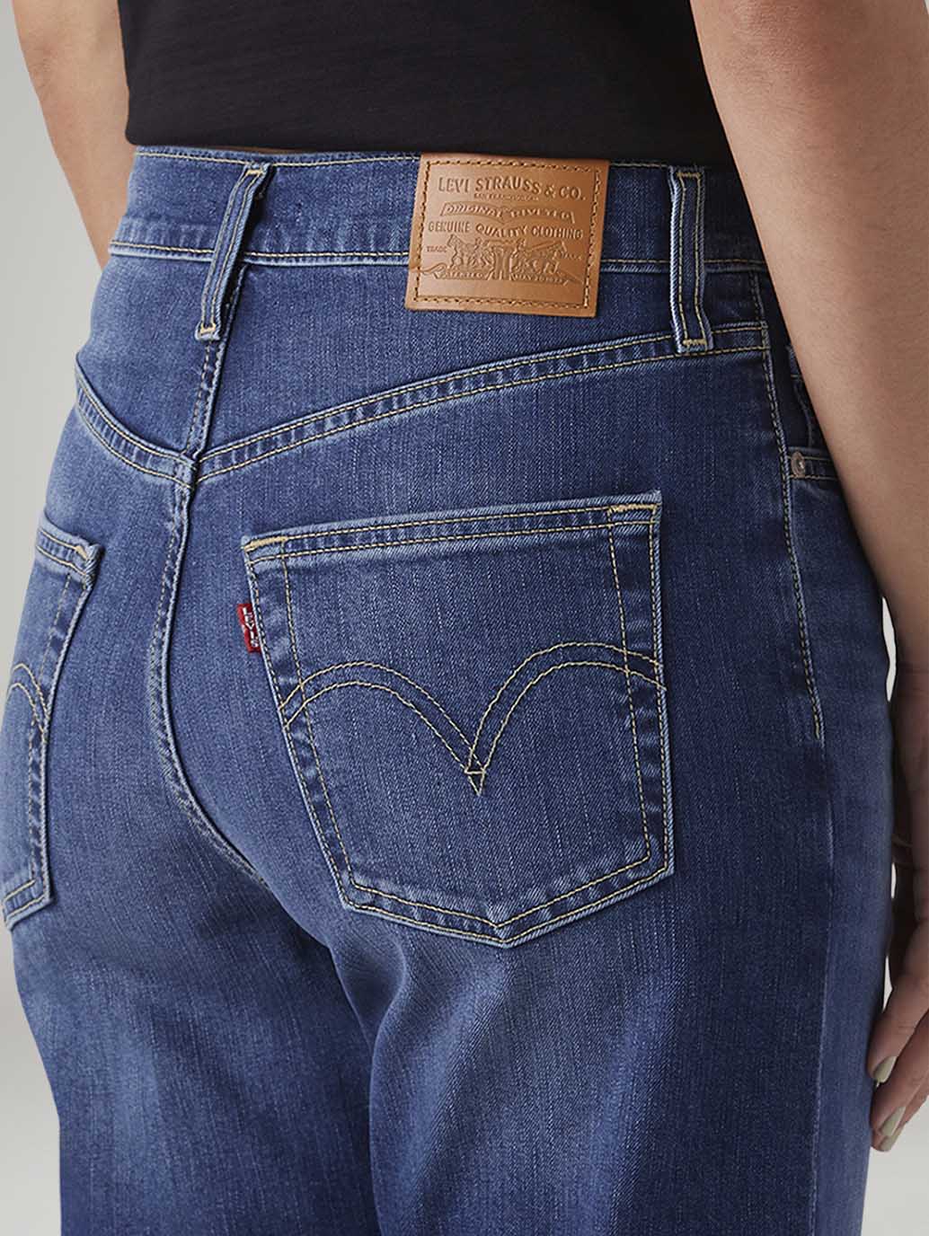 Women's Blue Ribcage Straight Fit High Rise Jeans