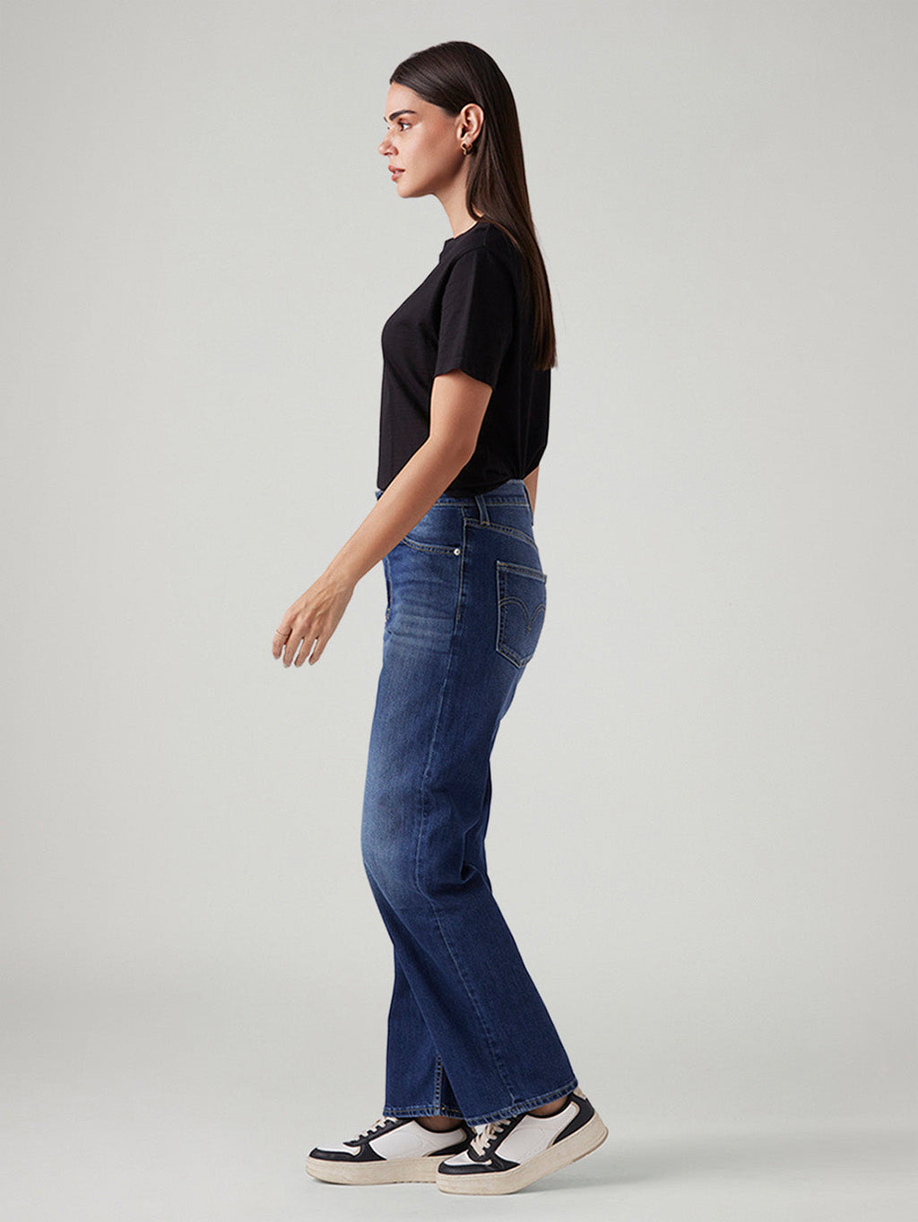 Women's Blue Ribcage Straight Fit High Rise Jeans