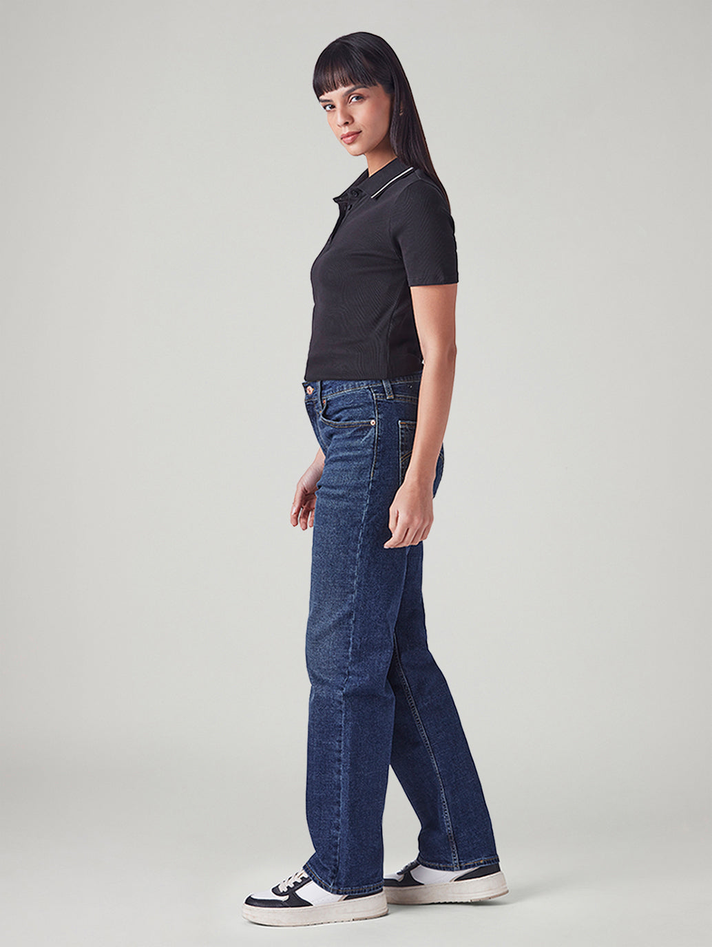 Women's Indigo Ribcage Straight Fit High Rise Jeans