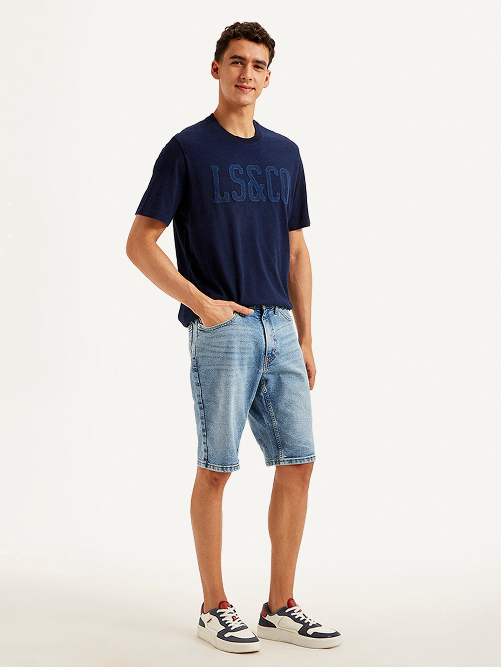 Men's Light Blue Tapered Shorts