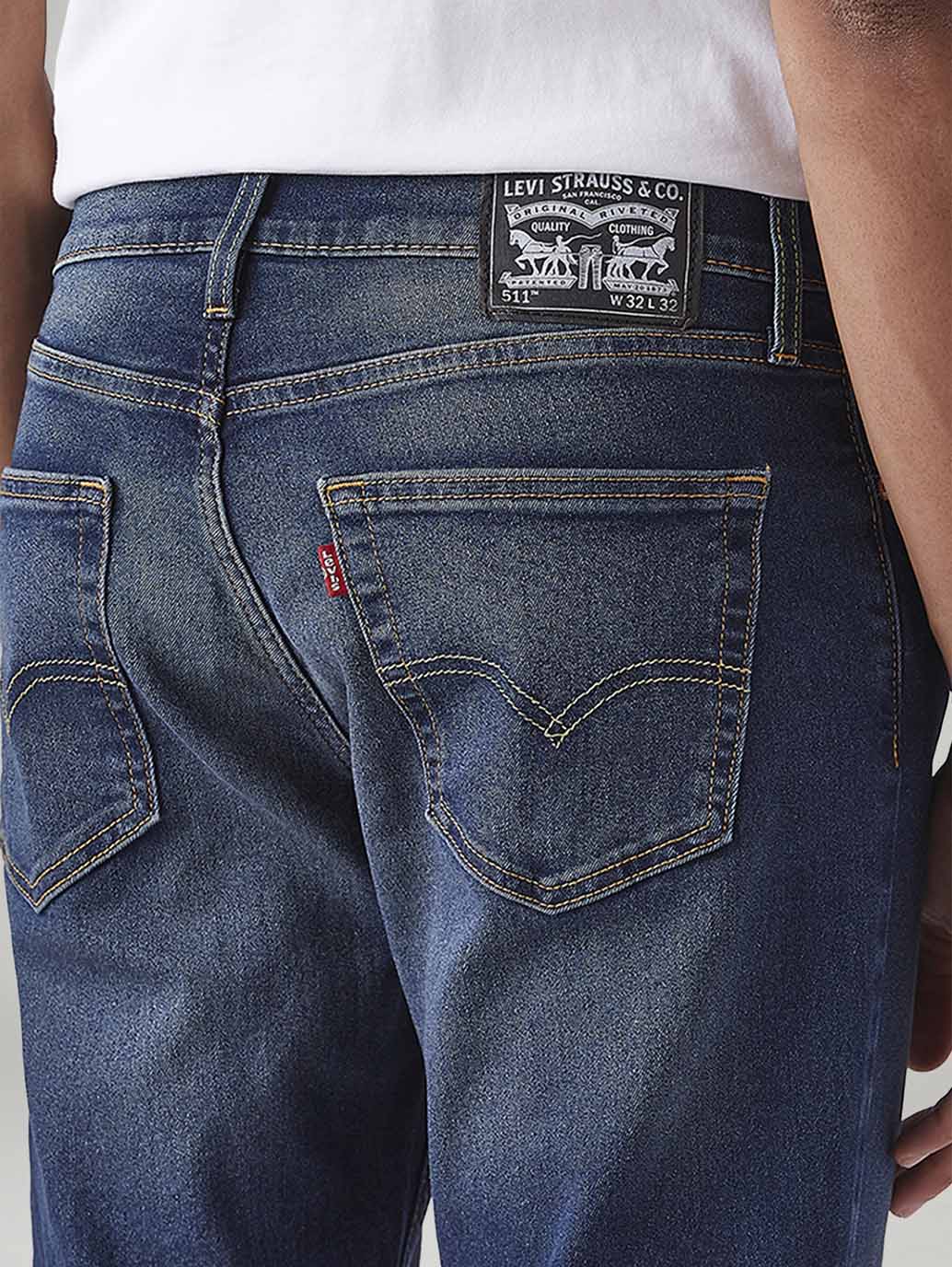 Men's 511 Dark Blue Slim Fit Mid Rise Tinted Jeans