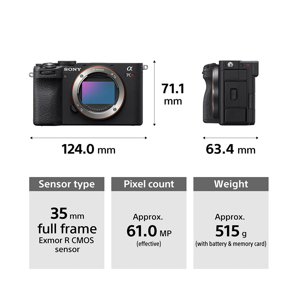 Sony Alpha ILCE-7CR Full-Frame Interchangeable-Lens Mirrorless Camera (Body Only) | Made for Creators | 61.0 MP | Artificial Intelligence based Autofocus | 4K 60p Recording - Silver