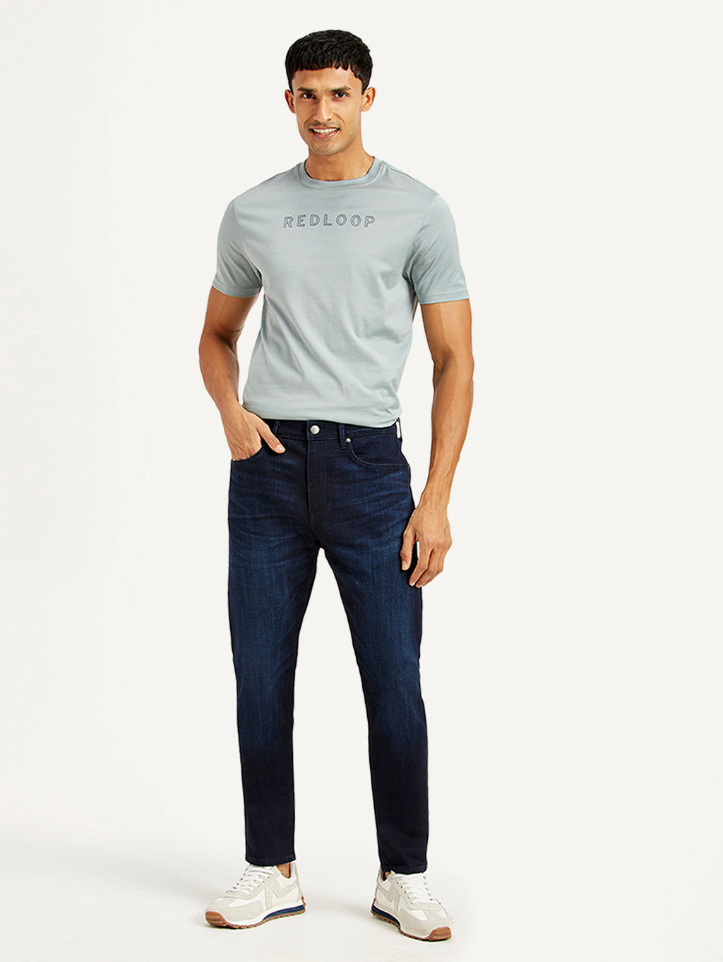 Men's Redloop 512 Navy Blue Slim Tapered Fit Mid Rise Jeans