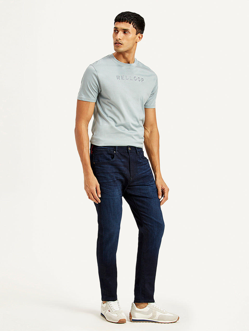 Men's Redloop 512 Navy Blue Slim Tapered Fit Mid Rise Jeans