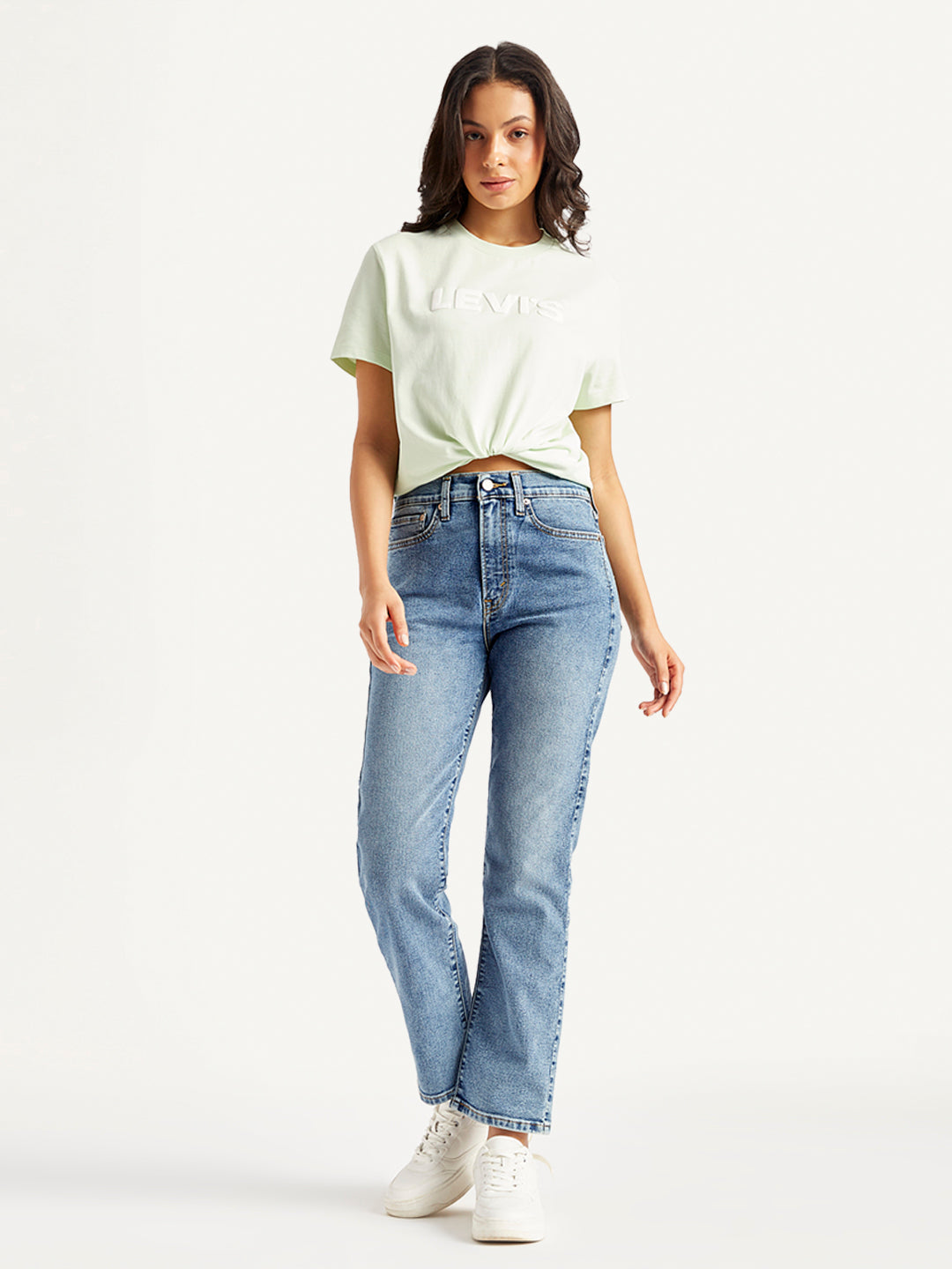 Women's Blue Wedgie Straight Fit Mid Rise Jeans