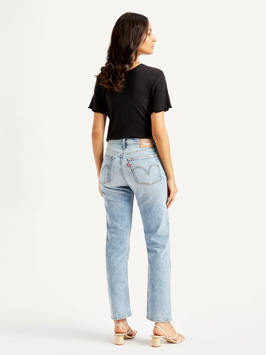 Women's Blue Wedgie Straight Fit Mid Rise Jeans