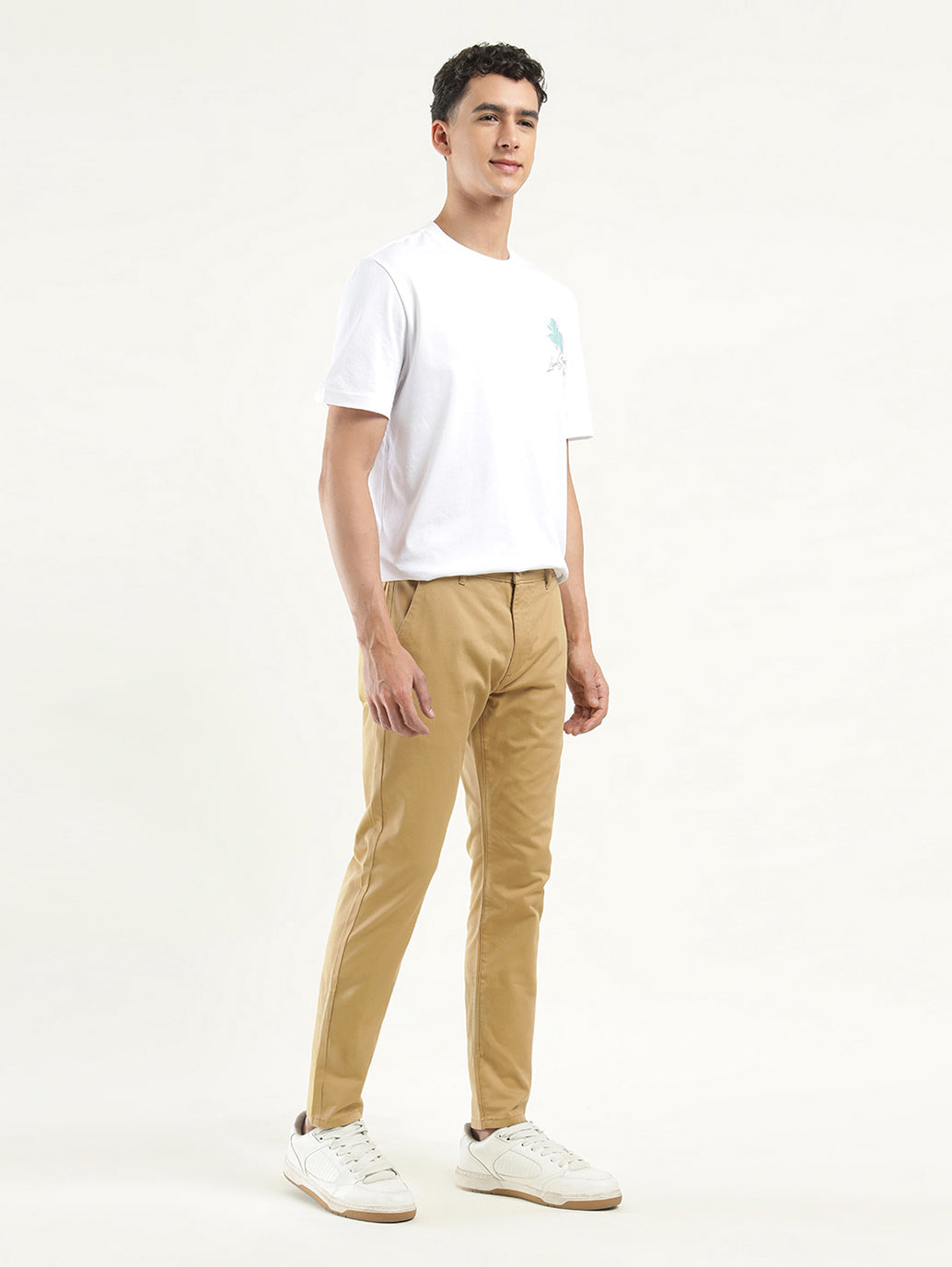 Men's Khaki Slim Tapered Fit Chinos