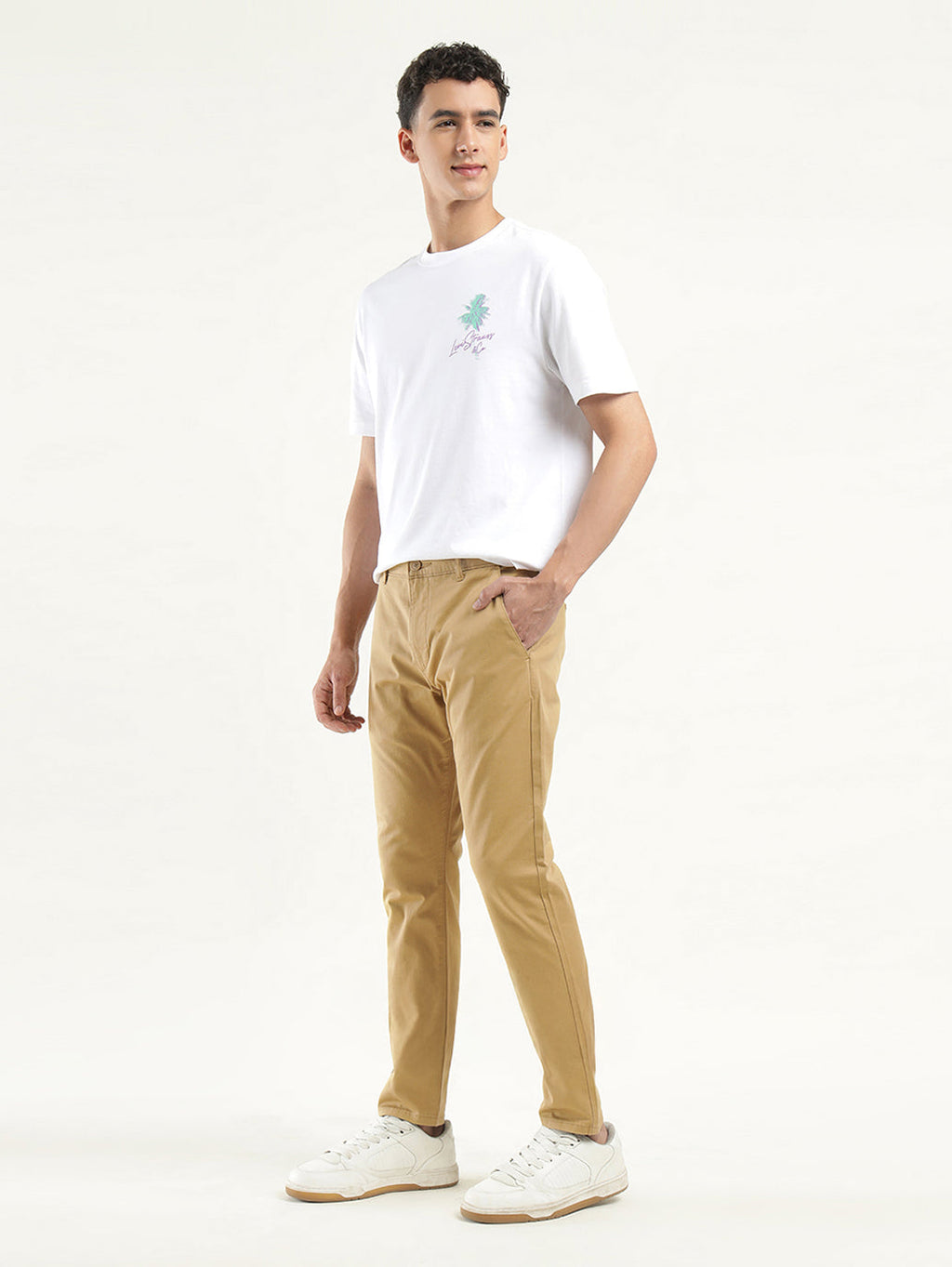 Men's Khaki Slim Tapered Fit Chinos
