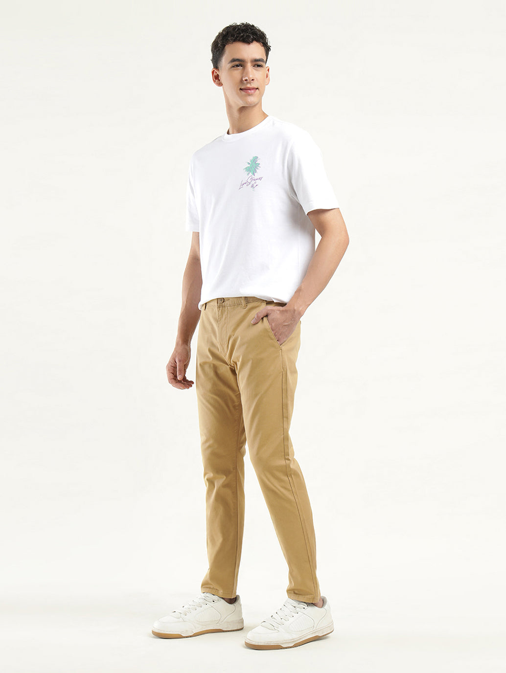Men's Khaki Slim Tapered Fit Chinos