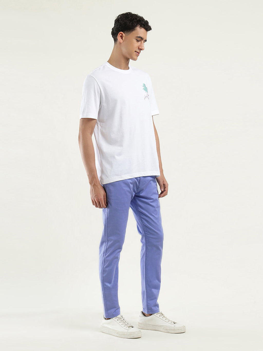 Men's Blue Slim Tapered Fit Trousers