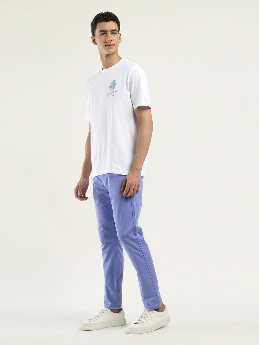 Men's Blue Slim Tapered Fit Trousers