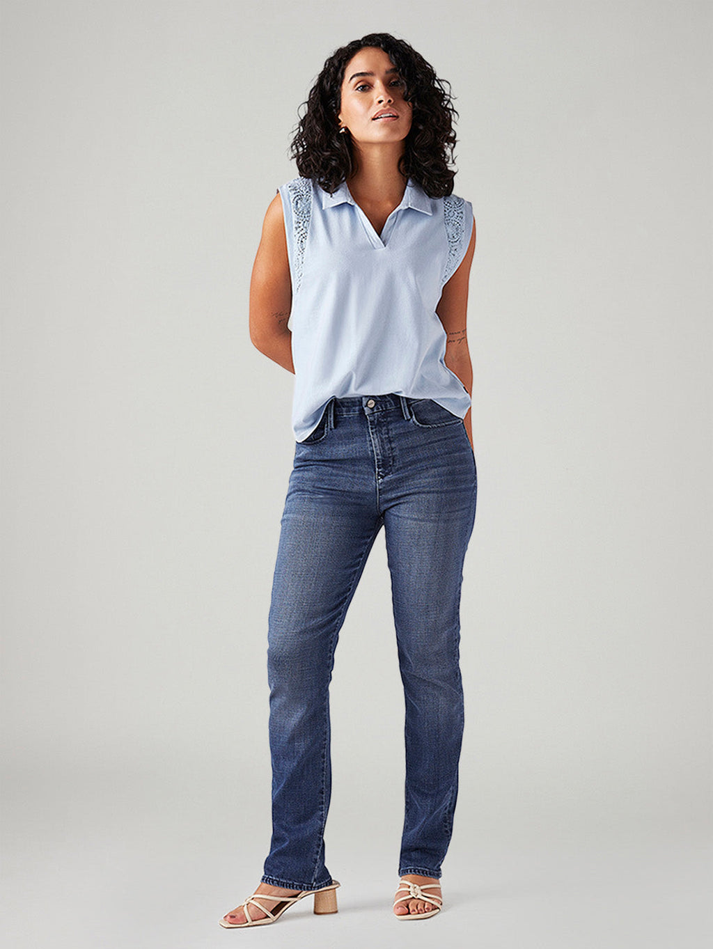 Women's 724 Blue Slim Straight Fit High Rise Redloop Jeans