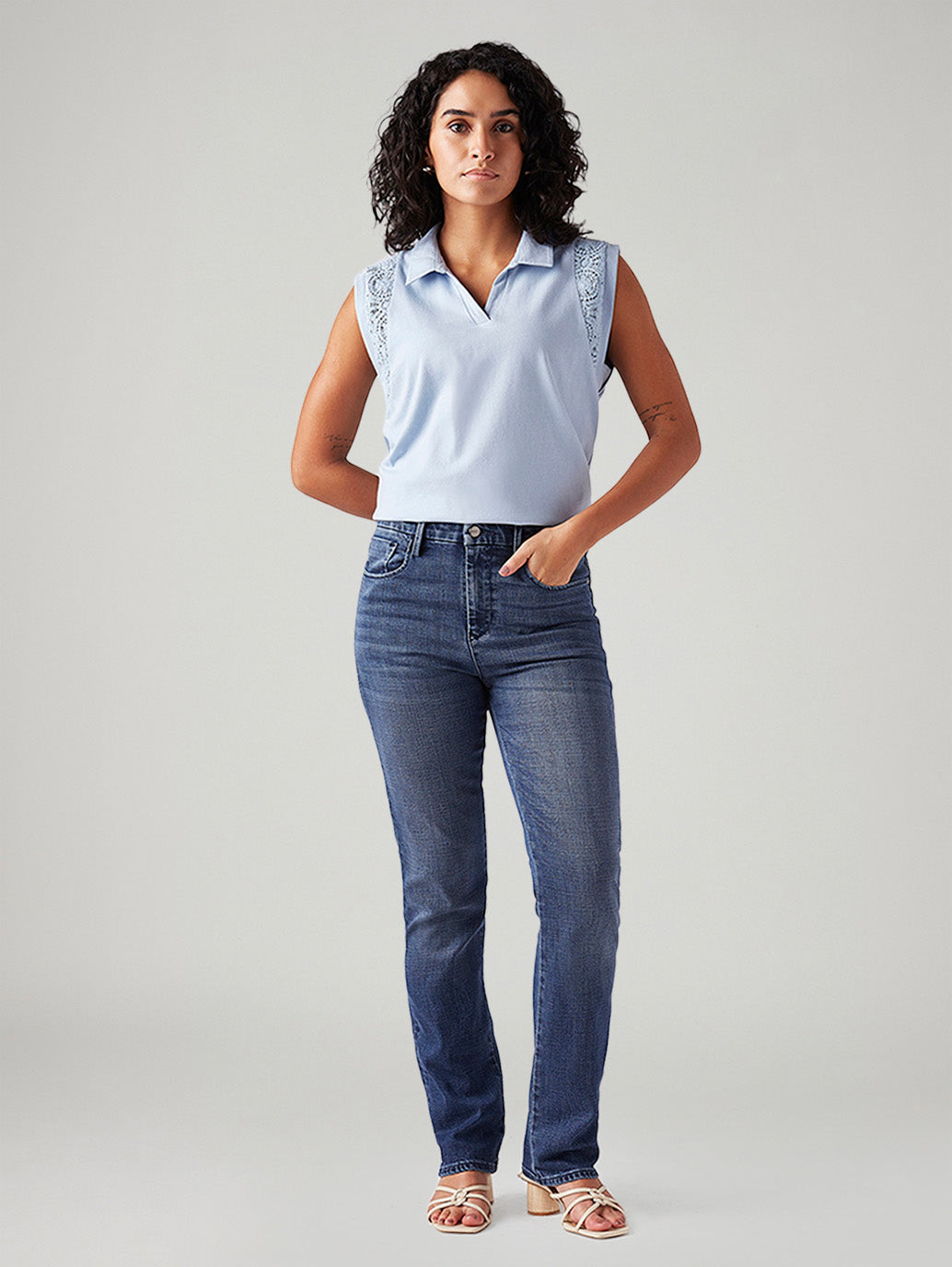 Women's 724 Blue Slim Straight Fit High Rise Redloop Jeans
