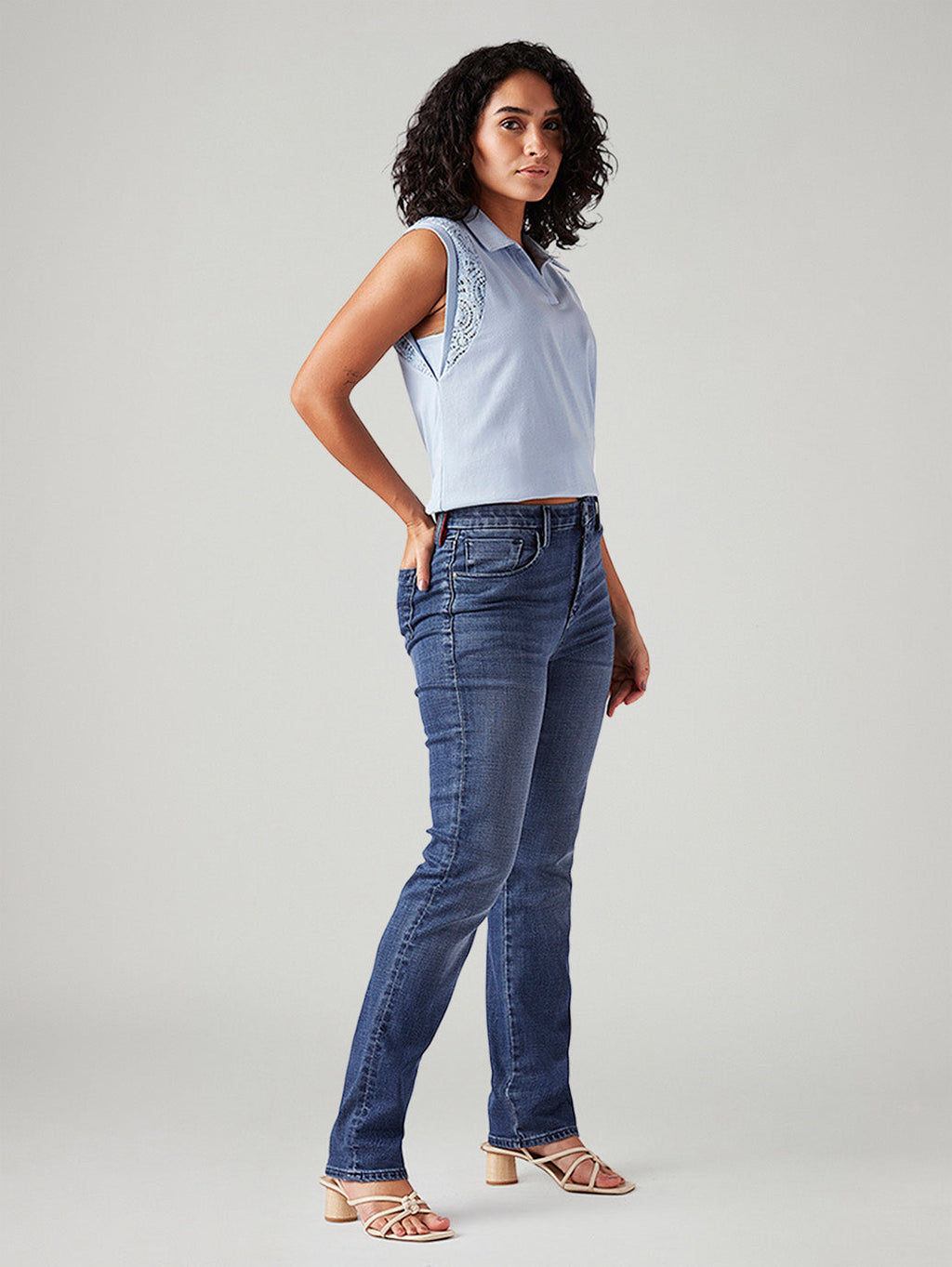 Women's 724 Blue Slim Straight Fit High Rise Redloop Jeans