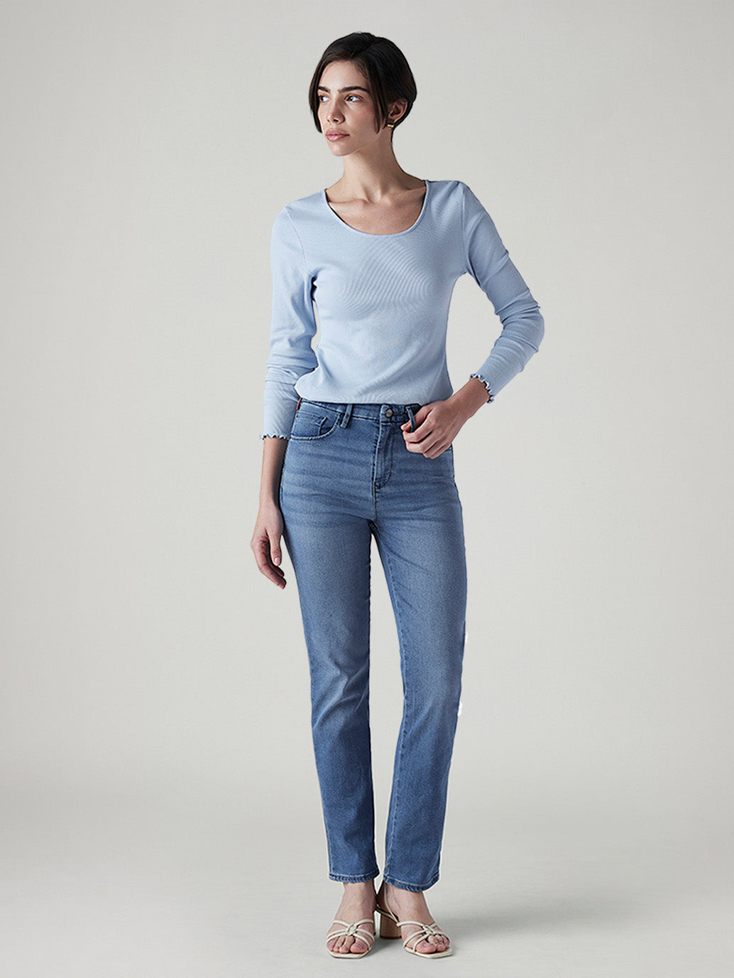 Women's 724 Dark Indigo Slim Straight Fit High Rise Redloop Jeans