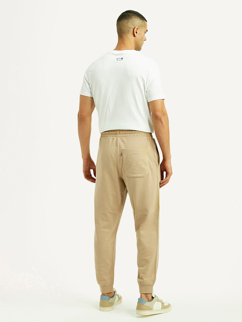Men's Beige Solid Utility Joggers