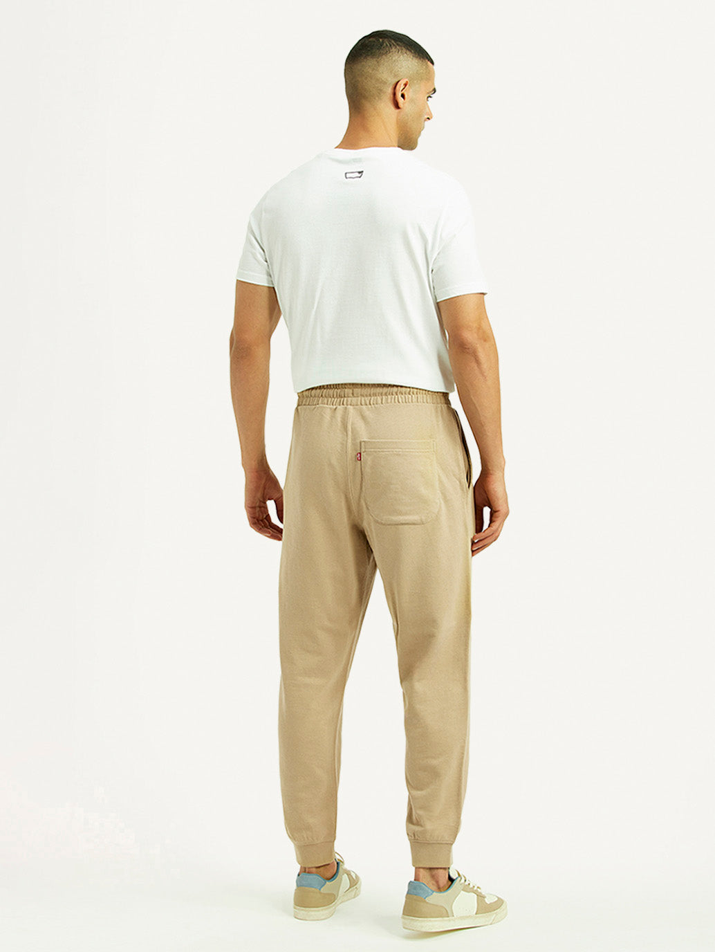 Men's Beige Solid Utility Joggers