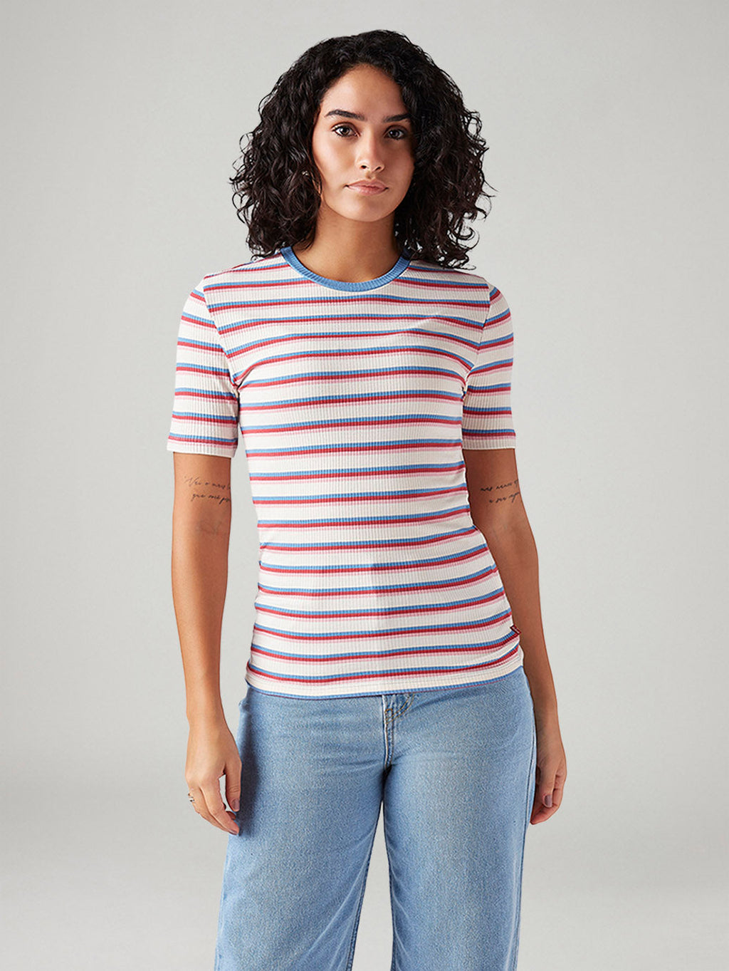 Women's Striped Slim Fit Ribbed Top