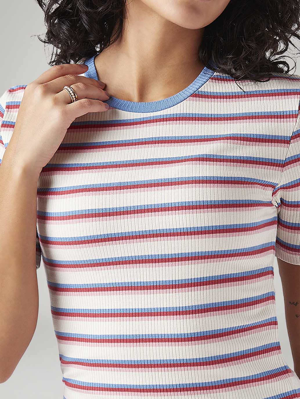 Women's Striped Slim Fit Ribbed Top