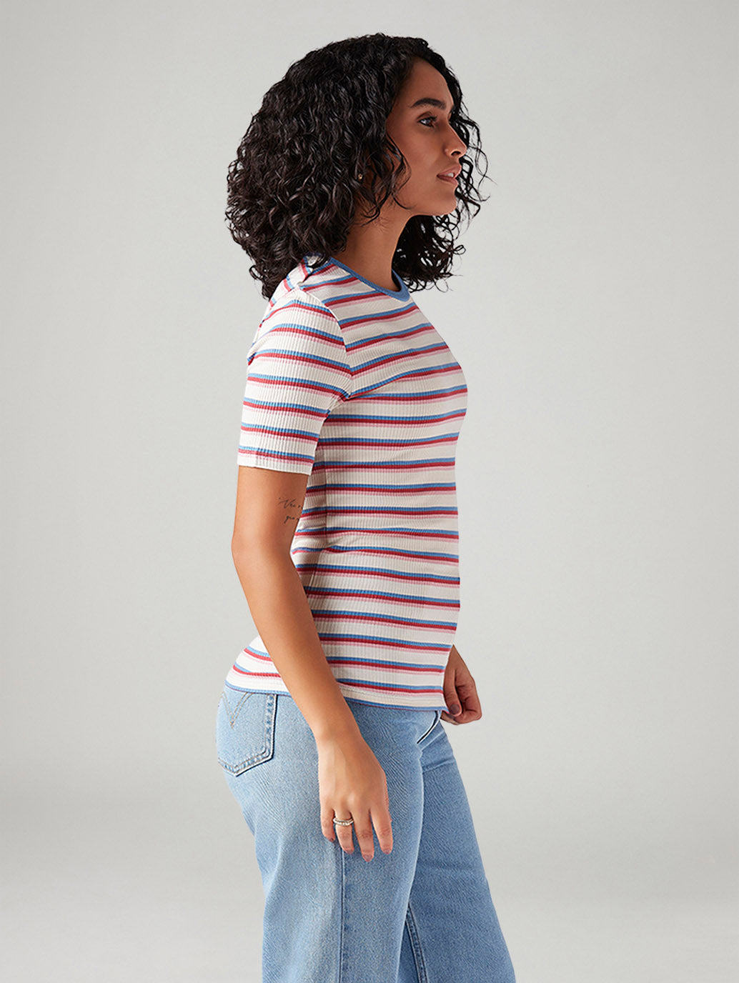 Women's Striped Slim Fit Ribbed Top