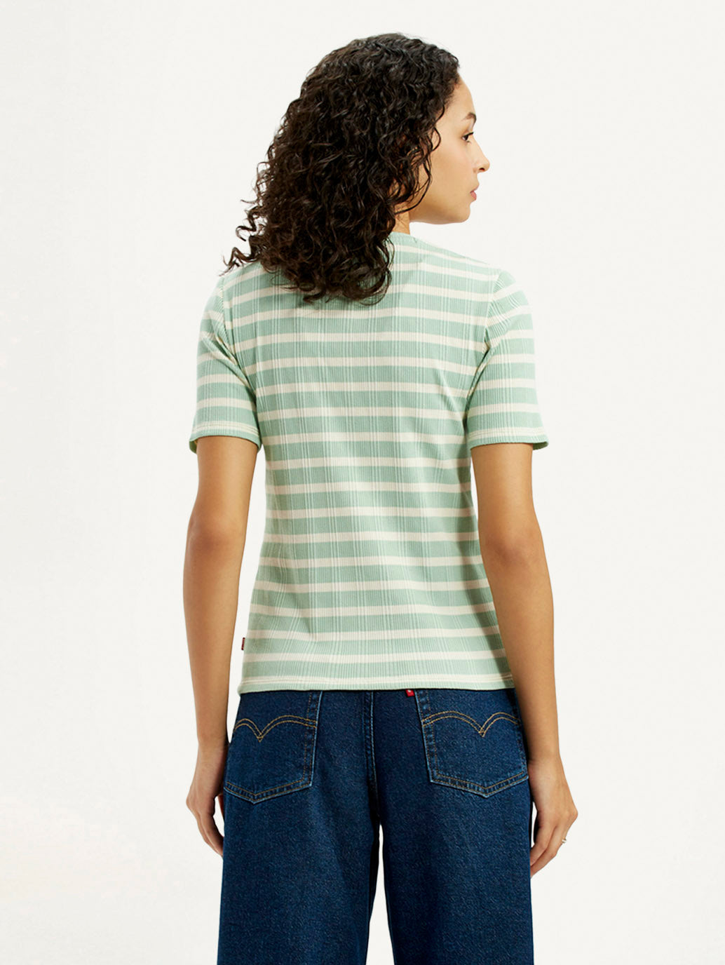 Women's Striped Light Green Slim Fit T-shirt