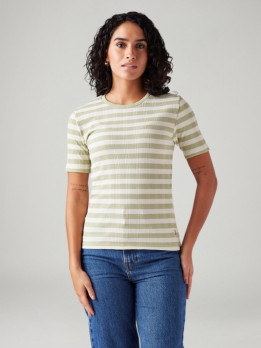 Women's Striped Slim Fit Ribbed Top