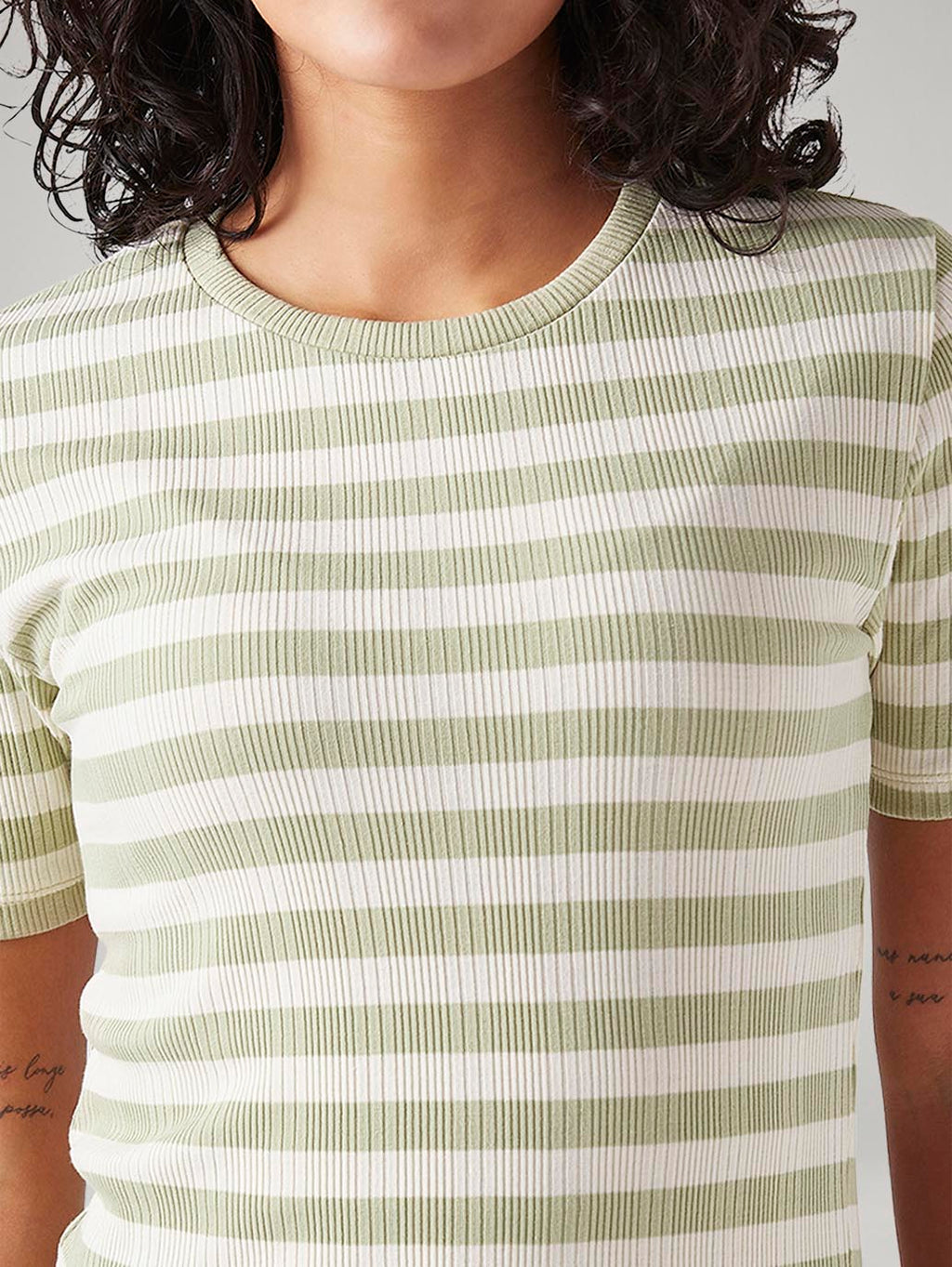 Women's Striped Slim Fit Ribbed Top