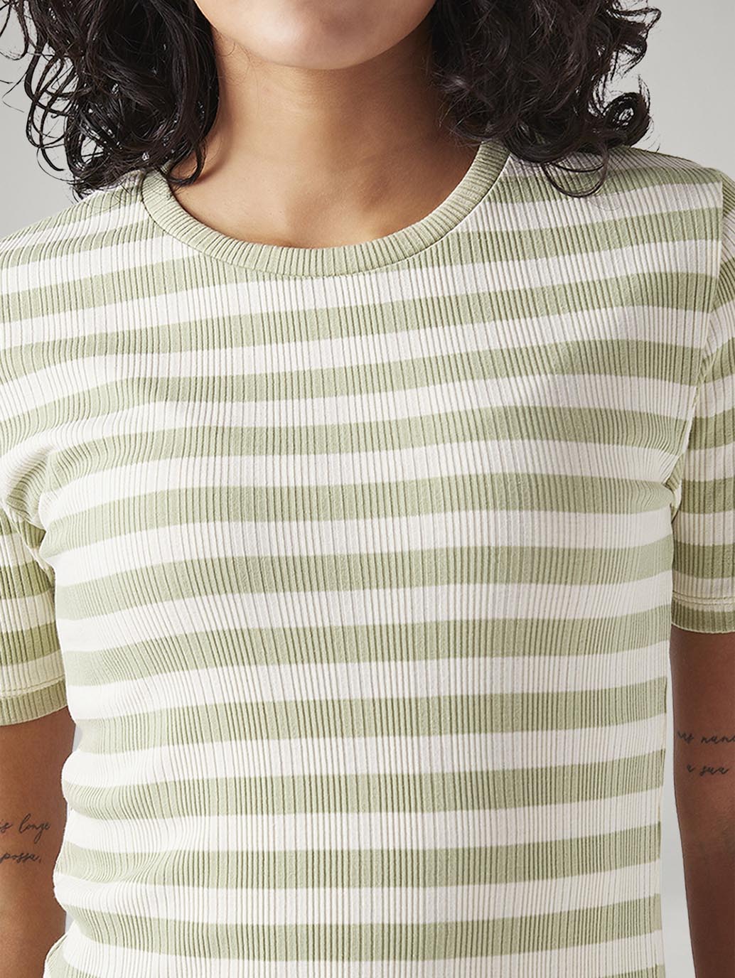 Women's Striped Slim Fit Ribbed Top
