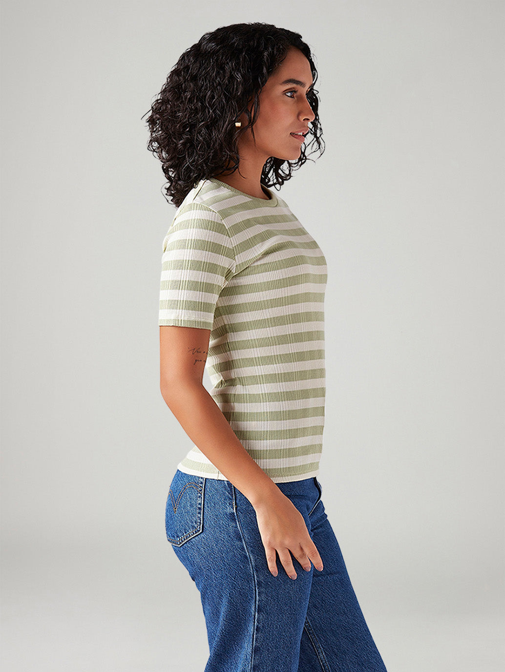 Women's Striped Slim Fit Ribbed Top