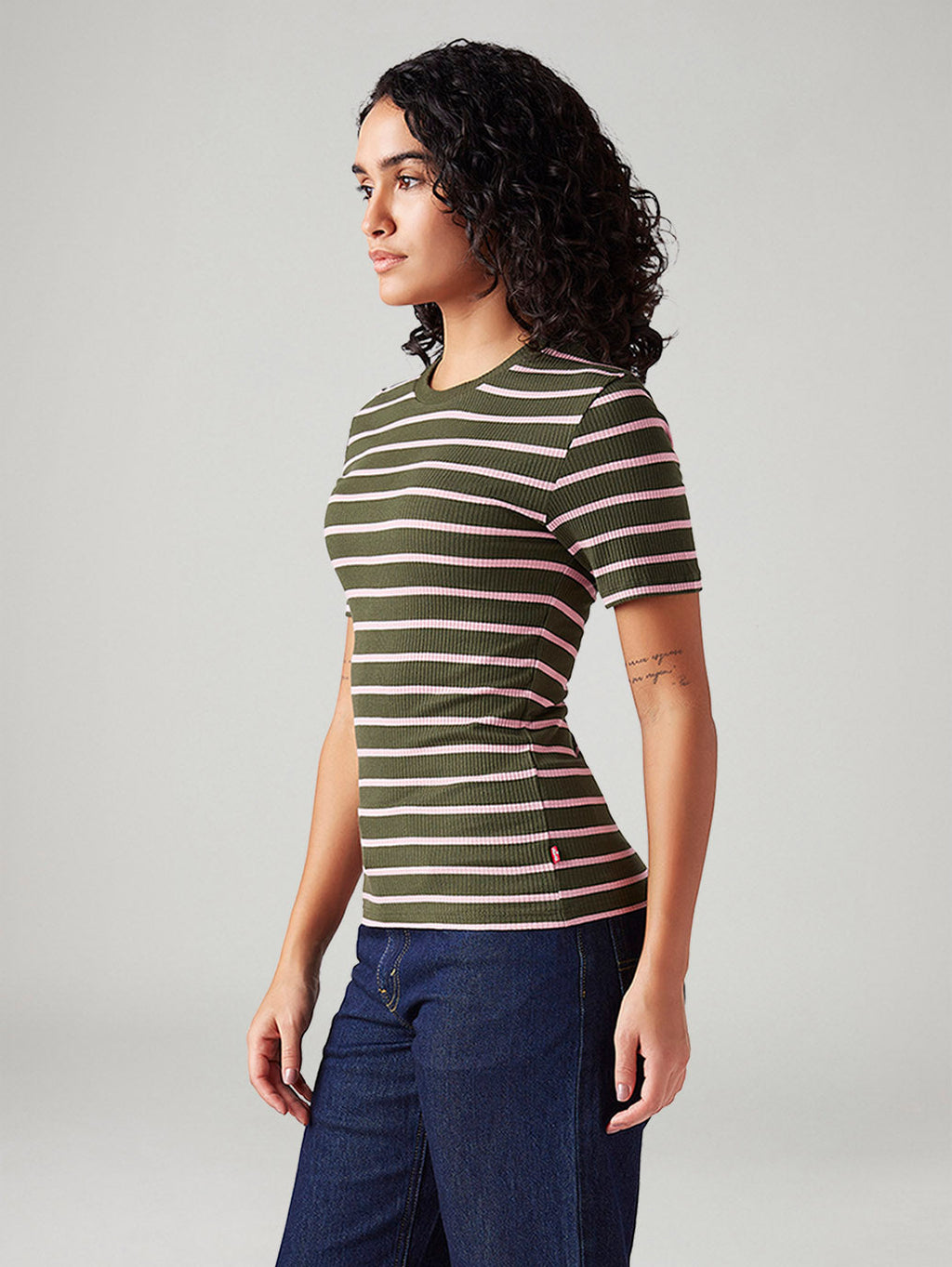 Women's Striped Slim Fit Ribbed Top
