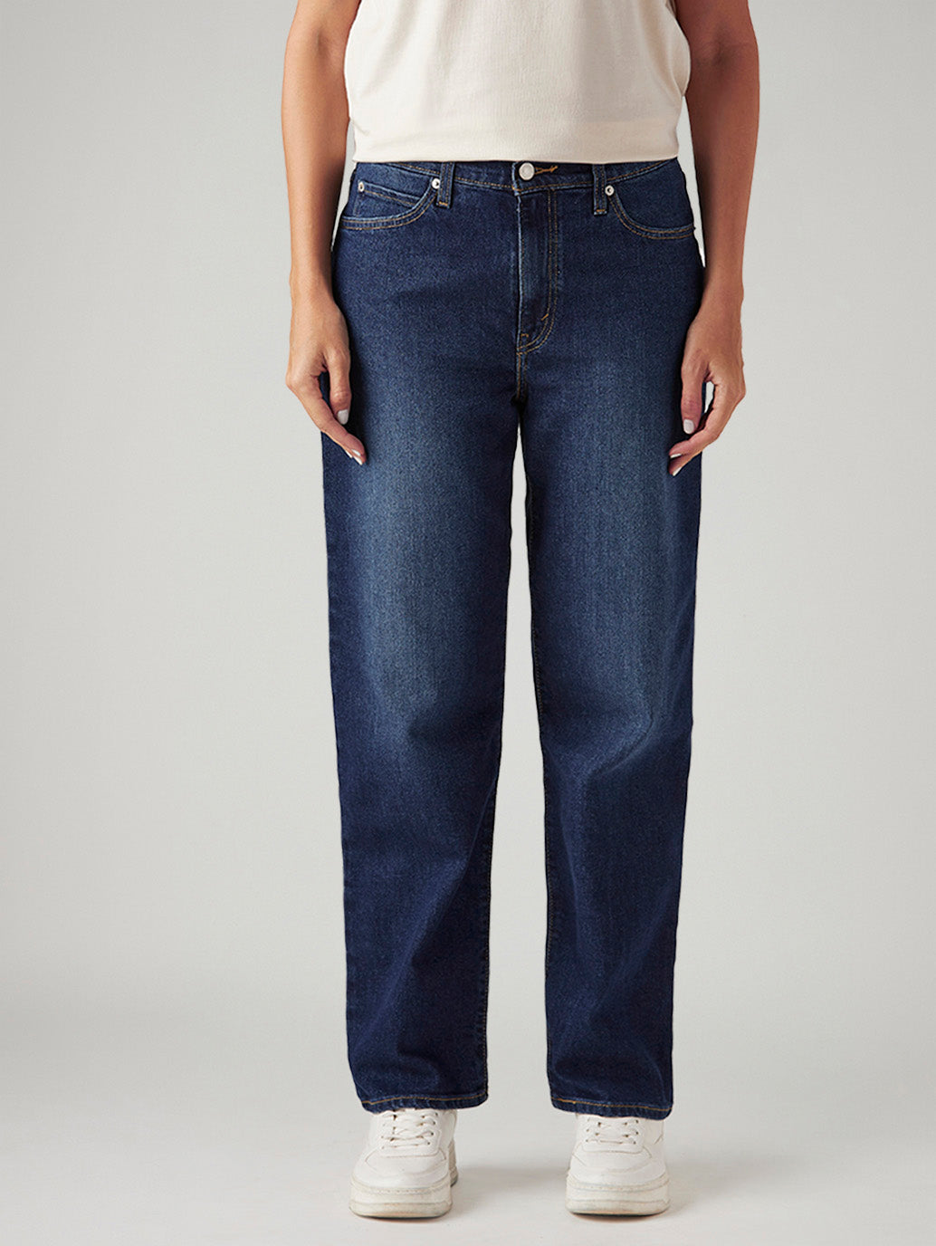 Women's 94 Dark Indigo Baggy Fit Mid Rise Tinted Jeans