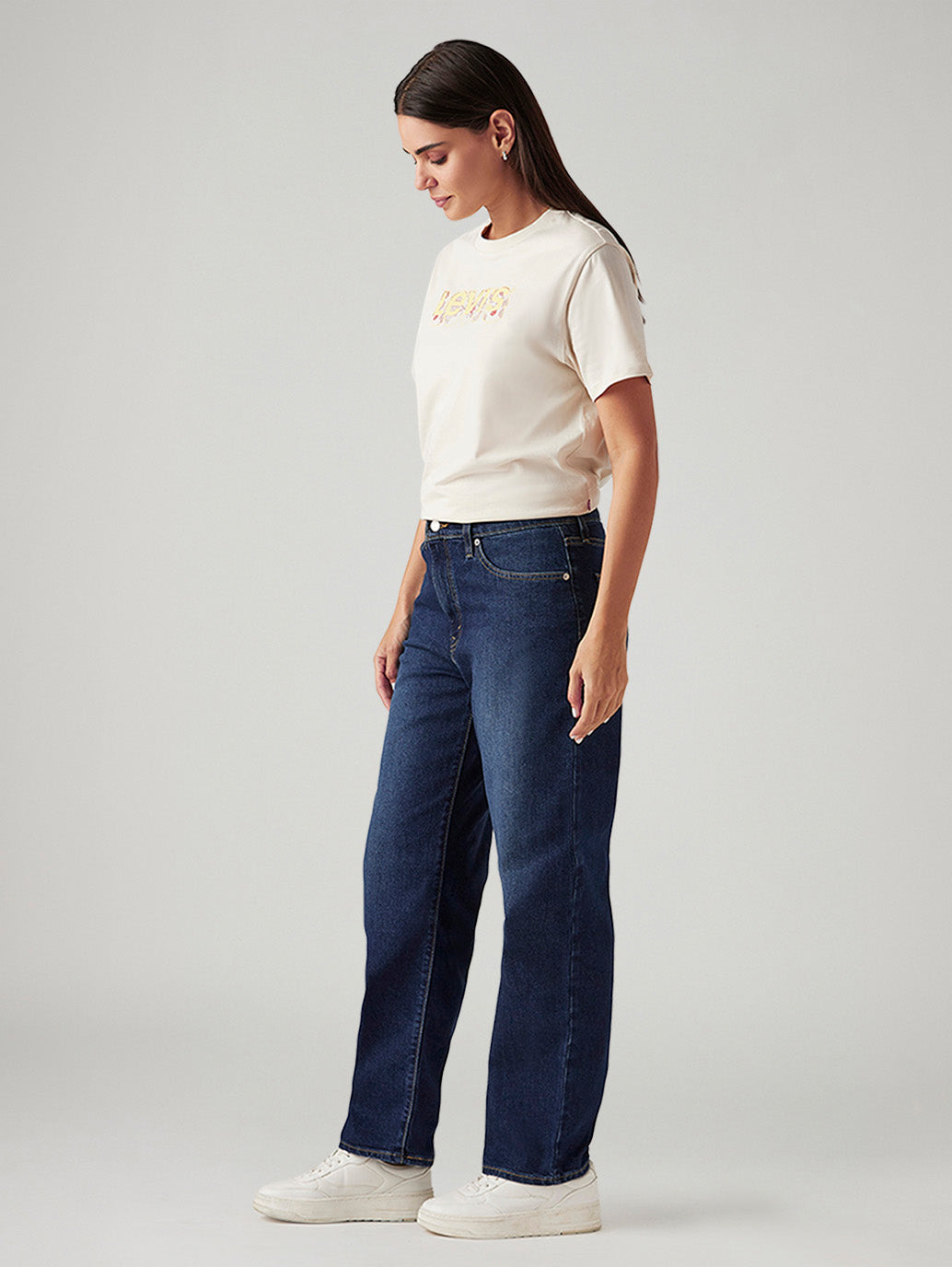 Women's 94 Dark Indigo Baggy Fit Mid Rise Tinted Jeans