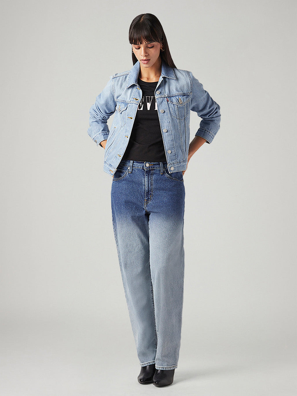 Women's 94 Light Blue Baggy Fit Mid Rise Jeans