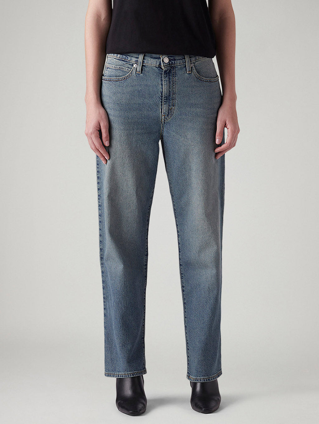 Women's 94 Med Indigo Baggy Fit Mid Rise Jeans