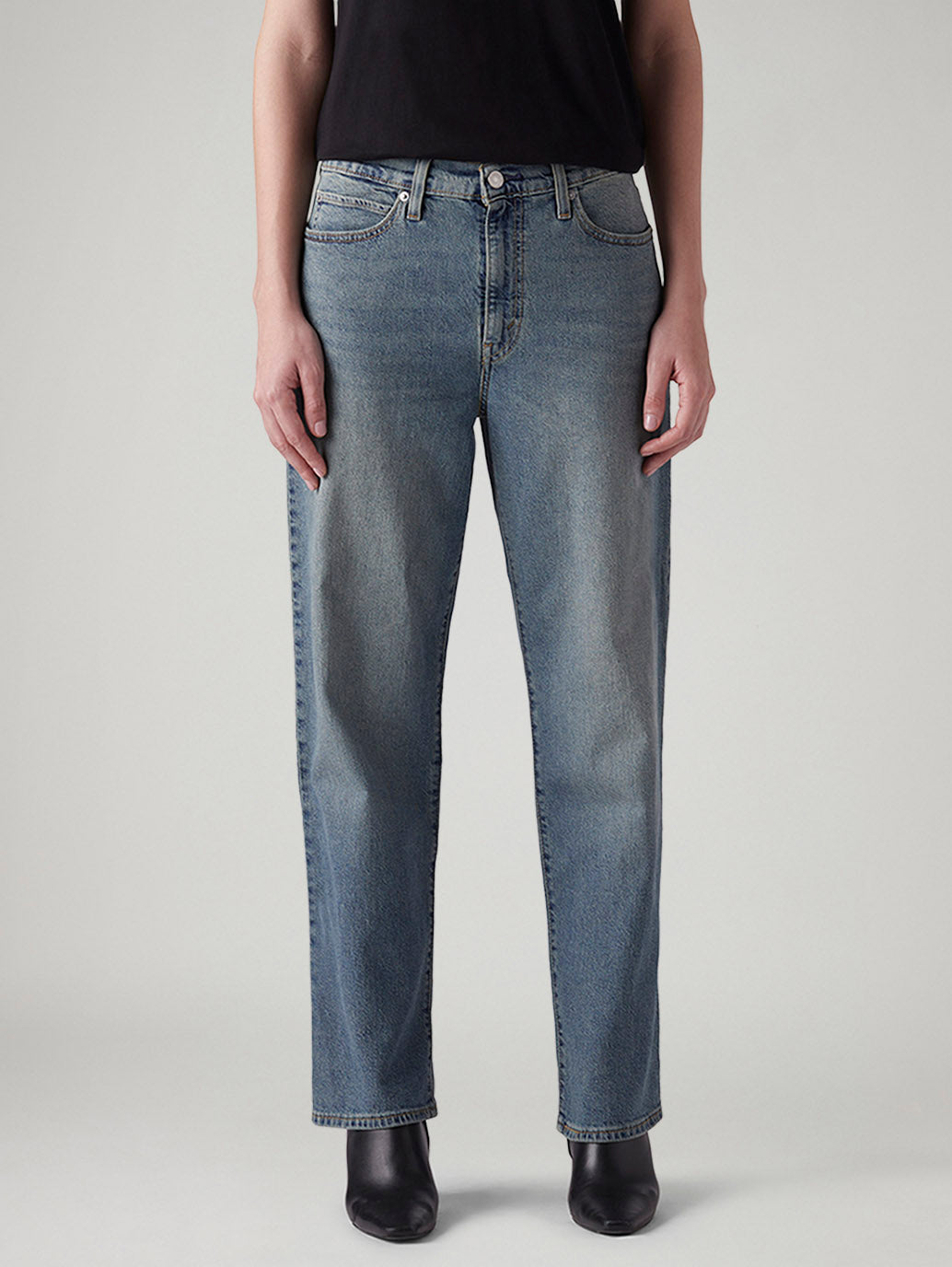 Women's 94 Med Indigo Baggy Fit Mid Rise Jeans